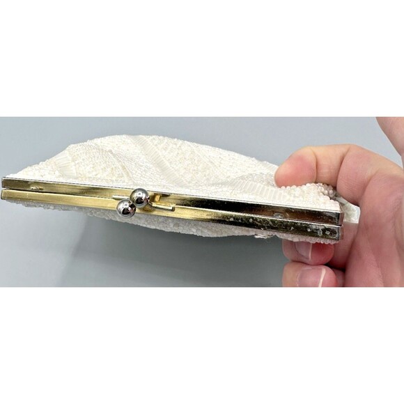 La Regale Vintage Beaded White Clutch Bag Purse - Picture 8 of 10